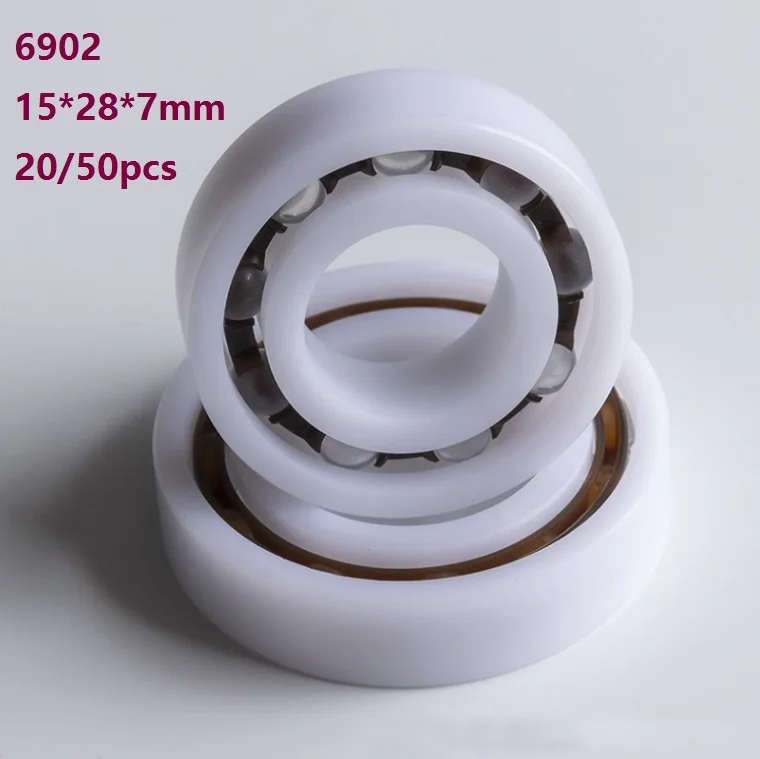 

20/50pcs 6902 15*28*7mm POM bearing Pom Plastic Deep Groove Ball Bearing with Glass balls Nylon Cage deep groove 15×28×7mm