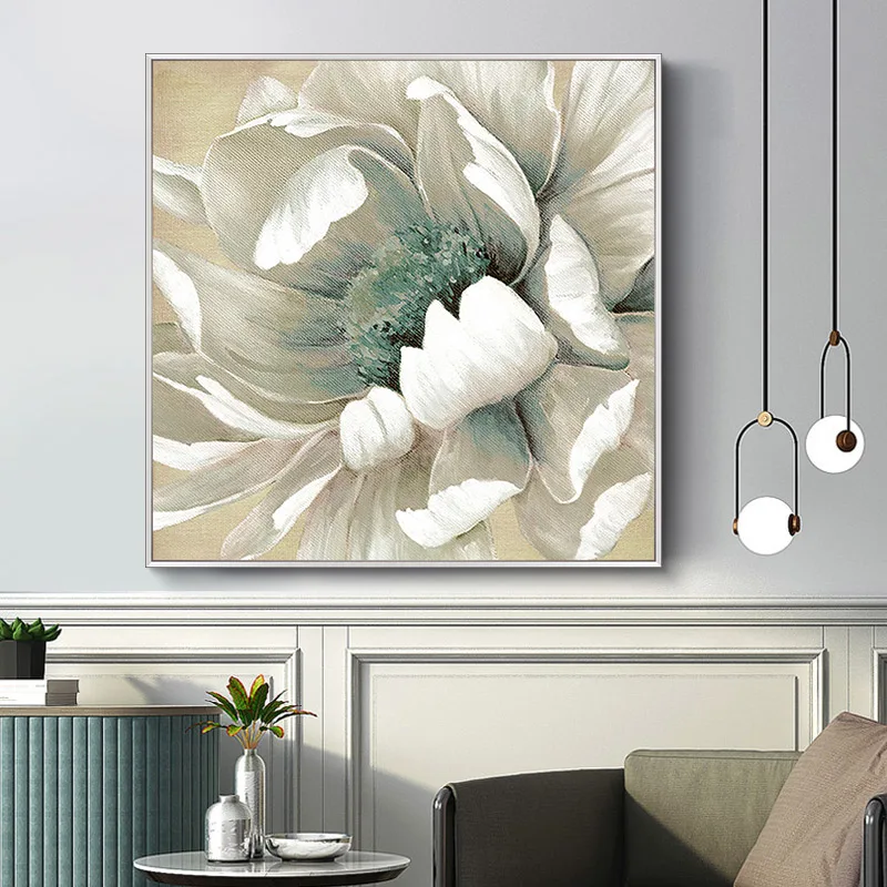 

Floral Abstract Oil Painting Modern Minimalist Double Peony hand-painted Model Room Villa Entrance Living Room Paintings