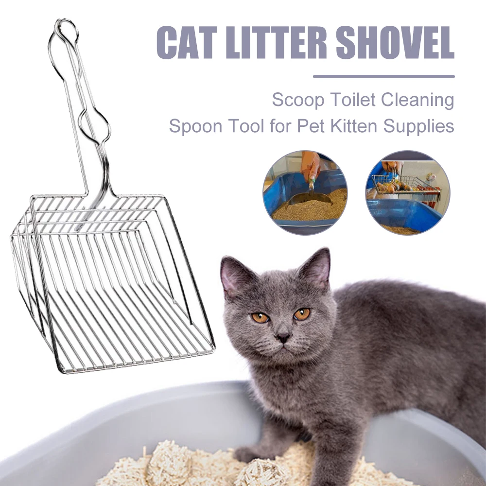 Cat Litter Scoop Stainless Steel Metal Pooper Scoopers Waste Poop Cleaner Pets Kitten Litter Sand Shovel Household Pet Cleaning