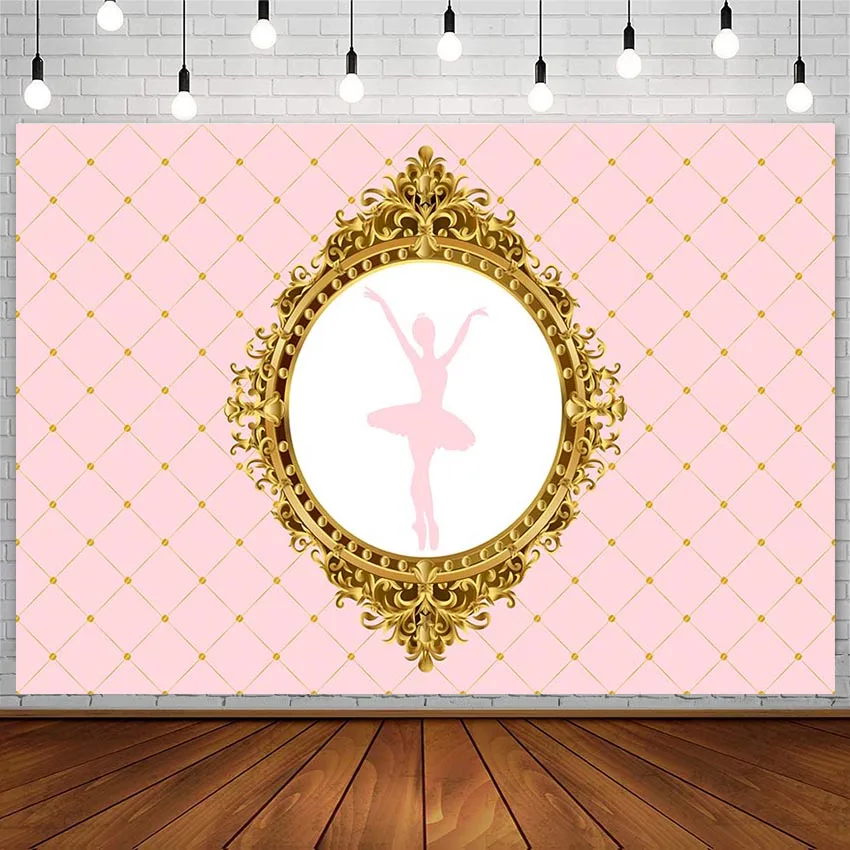 

Avezano Pink Photography Background Ballet Princess Golden Girl Birthday Party Banner Backdrop Photo Studio Photozone Decor