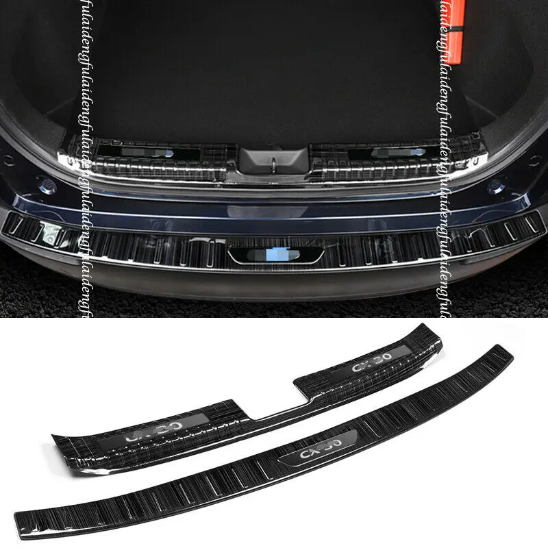 Fits For Mazda CX-30 2019-2021 New Car Black titanium Rear Bumper Protector Sill Plate Cover Moulding Styling Accessories 2PCS