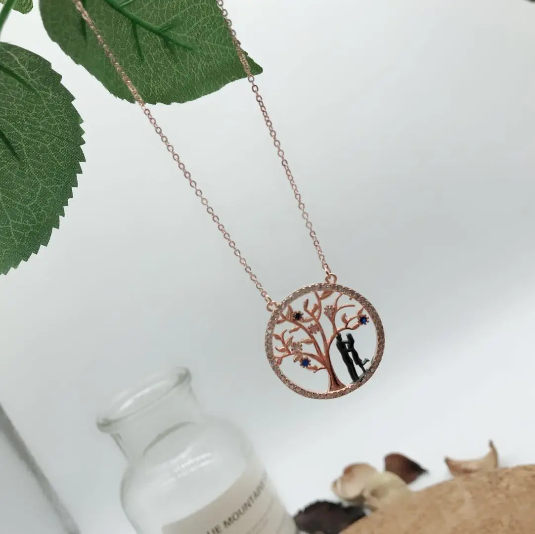 

Wholesale Fashion Tree Of Life Necklace 925 Sterling Silver Pendants Jewelry Couple Lover Family Crystal Tree Women Necklaces