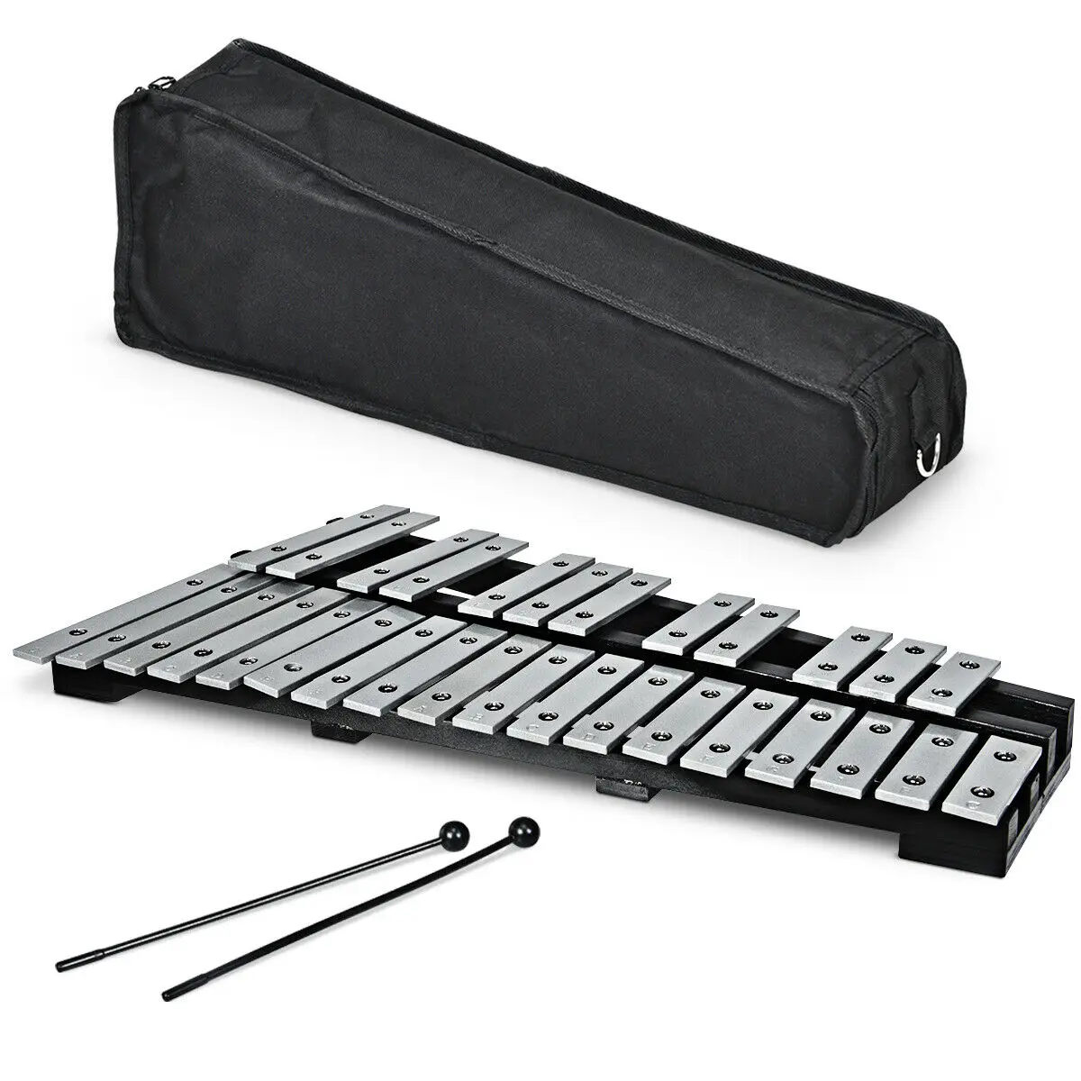 Costway 30 Note Foldable Glockenspiel Xylophone Aluminum Music Instrument w/ Bag  MU10043