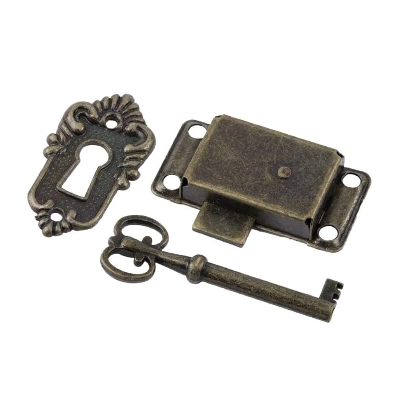 Antique Hasp Vintage Iron Drawer Locks with Key Decorative Furniture Hardware for Wooden Jewelry Box Cabinet drawer lock