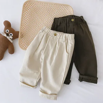 MILANCEL Solidne spodnie dziecięce dla chłopców i dziewczynek Cztery pory roku Elastyczna talia Casual Toddler Baby Trousers Odzież dla 1-6 lat