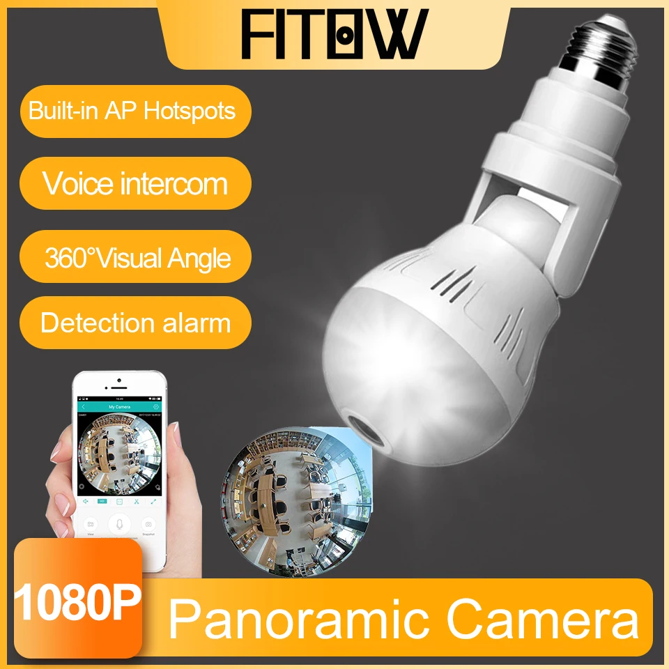 Taida 1080P HD 360° Panoramic Wireless Ip Lamp Security Camera Fisheye Night Vision LED Bulb CCTV Surveillance Camera