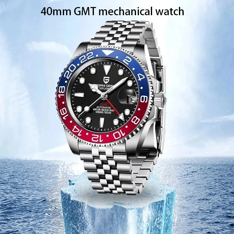 PAGANI DESIGN GMT Watches 40mm Rotating Bezel Men\'s Mechanical Watch Sapphire Glass Top Brand 100M Waterproof Watch Business Men