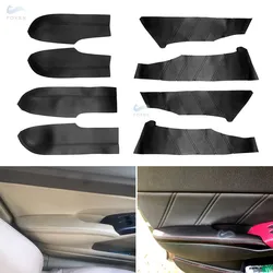 4pcs Car Styling Door Armrest Panel Microfiber Leather Cover Trim For Honda Civic 8th Gen Sedan 2006 2007 2008 2009 2010 2011