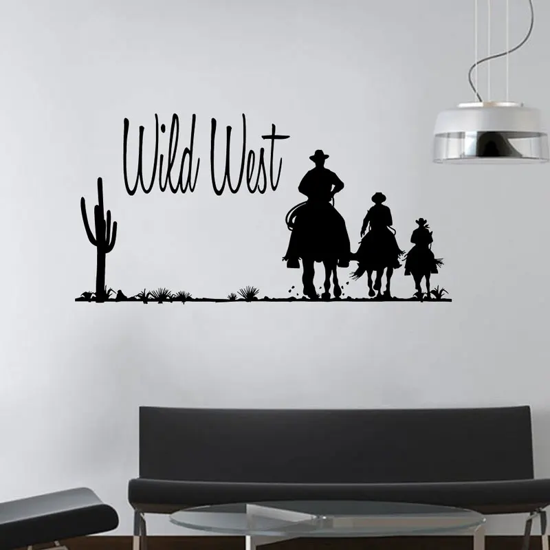 

Vinyl About Cowboy Wall Decal Cactus Wild West Western Movie Cowboy Home Living Room Decoration Fashion Sticker Mural NZ02