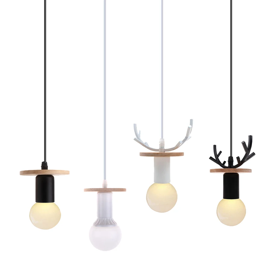 

Nordic Wood Pendant Lamp Modern Simplicity Chandelier Bed Room Kitchen Island Pendant Light Fixture Antlers Over Table Hanglamp