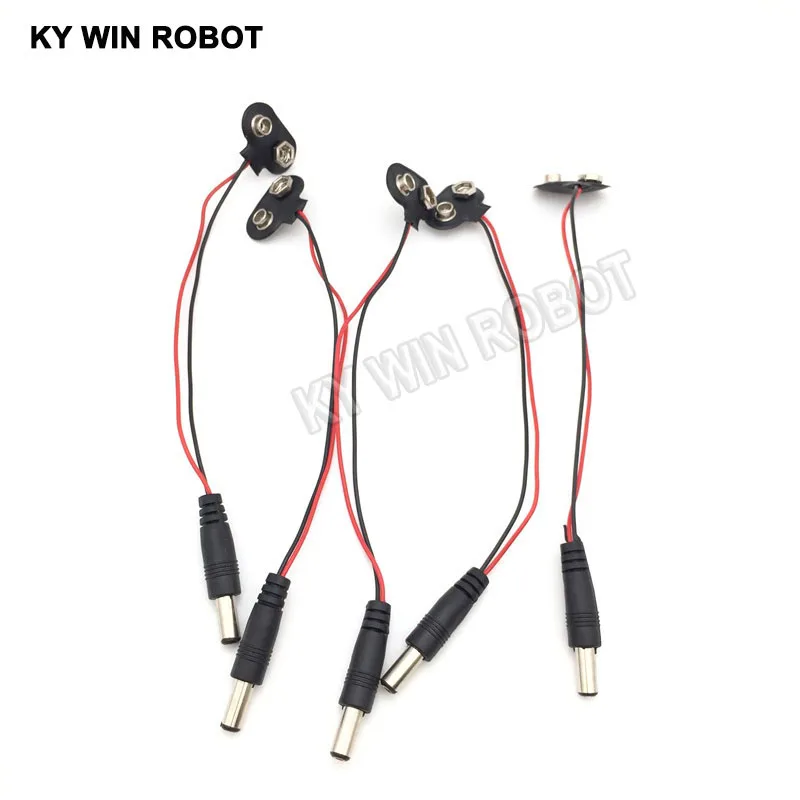 5 Chiếc Thử Nghiệm Pin 9V Tích Tắc Cáp Nguồn Vào DC 9V Kẹp Dây Chuyền Nam Adapter Cho Arduino bài UNO R3 DIY Kết Nối Jack Cắm