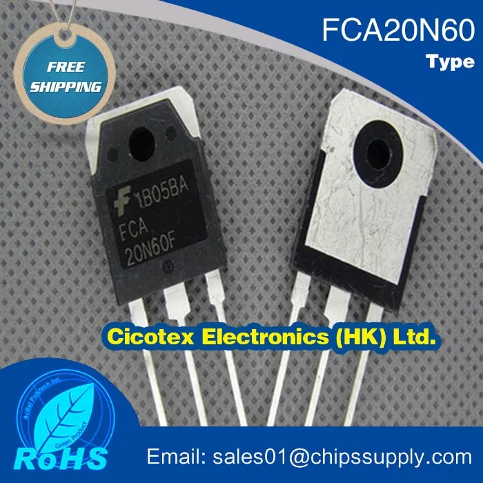 

5pcs/lot FCA20N60F TO-3P field effect transistor 20a600v npn