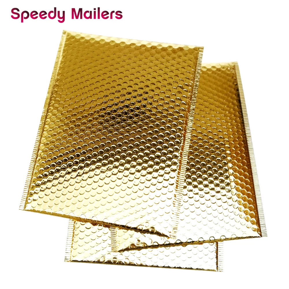 

Speedy Mailers 100PCS/Pack Gold Padded Bubble Envelopes Metallic Bubble Shipping Mailer Gold Aluminum Foil Gift Packaging Bags