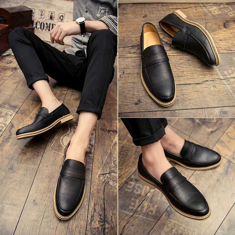 Nero Degli Uomini Fannulloni Pattini di Cuoio Genuini Slip-on Mocassini Scarpe da Uomo Moda Scarpe Casual Scarpe Flat di Guida Scarpe Zapatos De Hombre