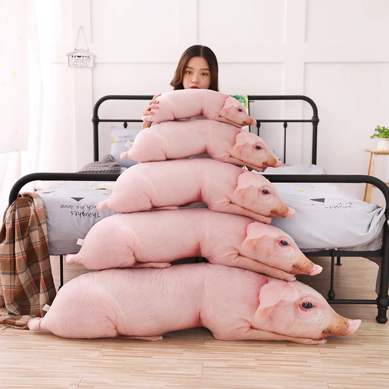 Simulated Sleeping Pig Plush Pillow Animals Stuffed Long Pillows Kids Adults Pets Bolster Sofa Chair Decor Friend Gift 50/120cm