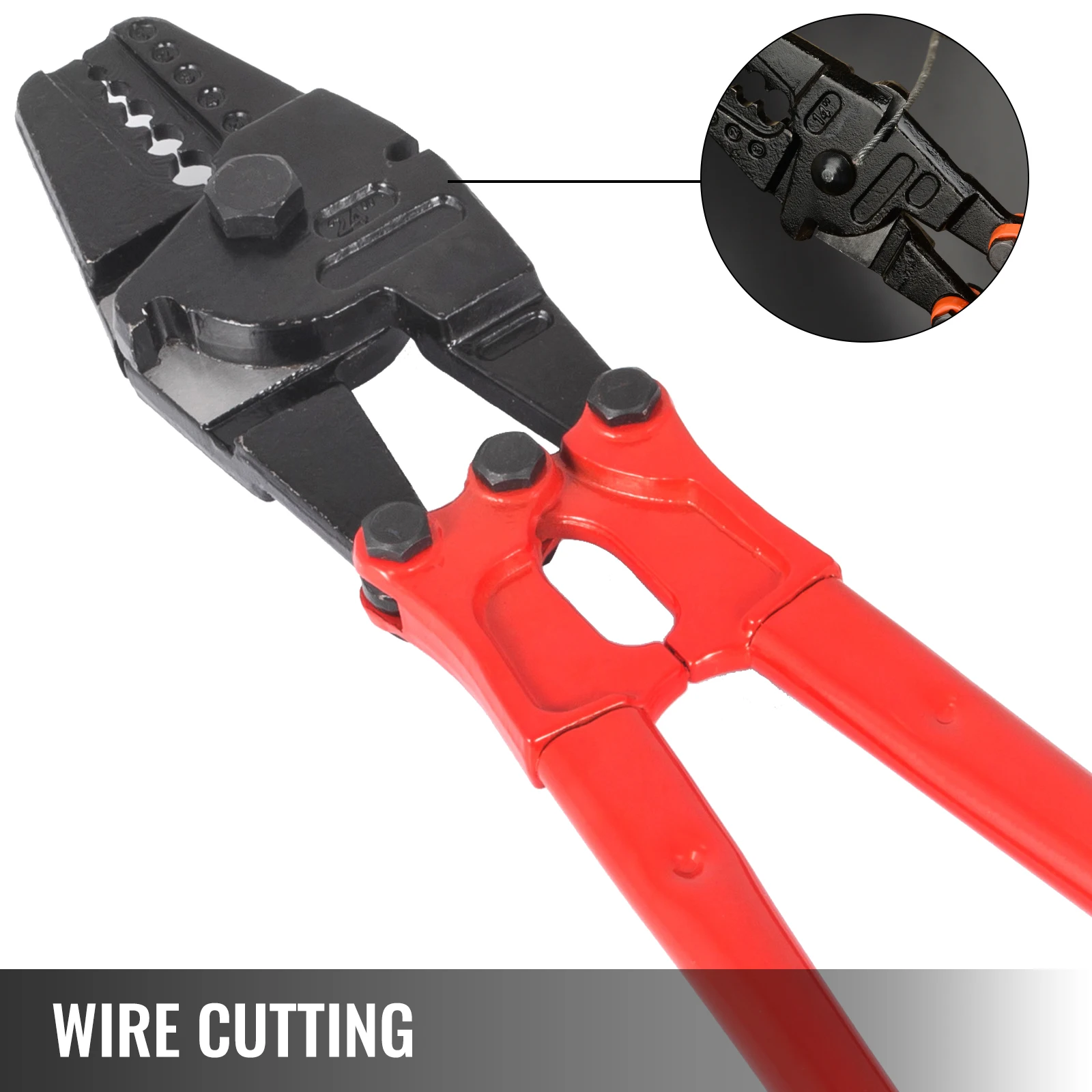 VEVOR 24/30Inch Wire Rope Swager Crimper Tool Insulated Handle Aluminum Copper Cable Fishing Dual Sleeves Cutter Crimping Pliers