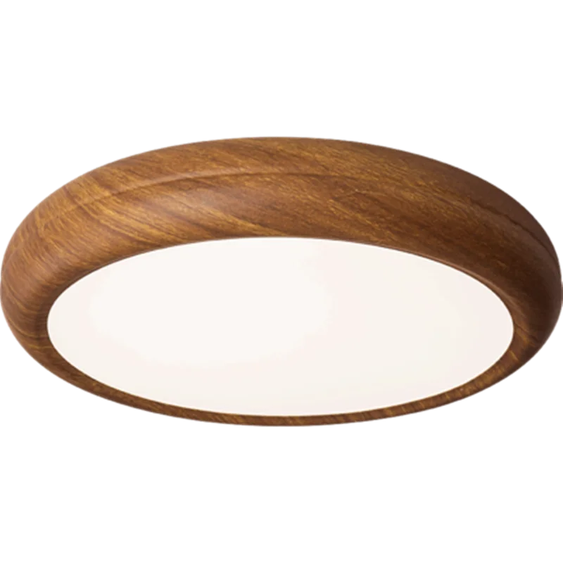 

New Chinese Bedroom LED Round Ceiling Light Imitative Wood Painted Metal Simple Rooms Lamp Study Room Lighting Fixture