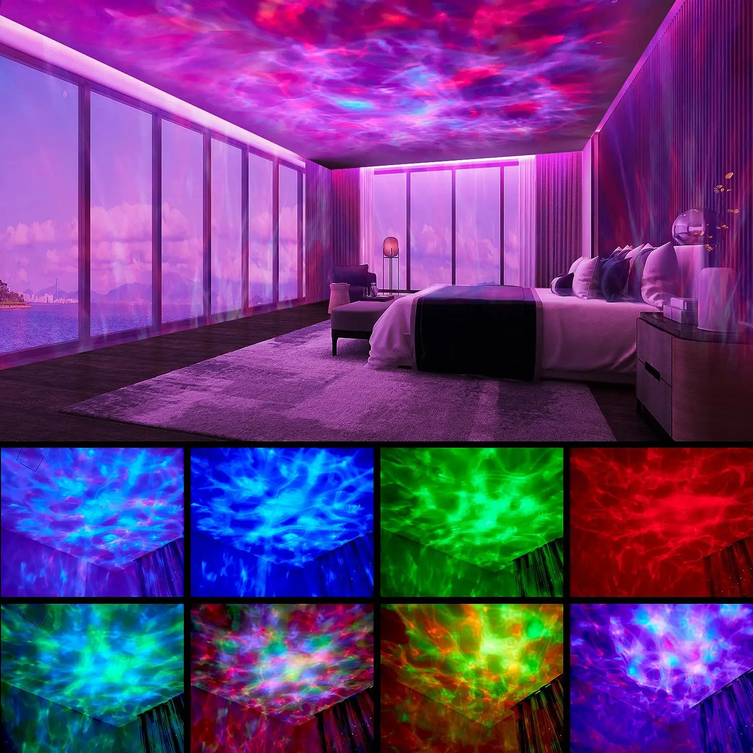 Remote Control 8 Lighting Modes Bluetooth Music Speaker Sea Ocean Wave Nebula Ceiling Galaxy Projector Led Star Night Light