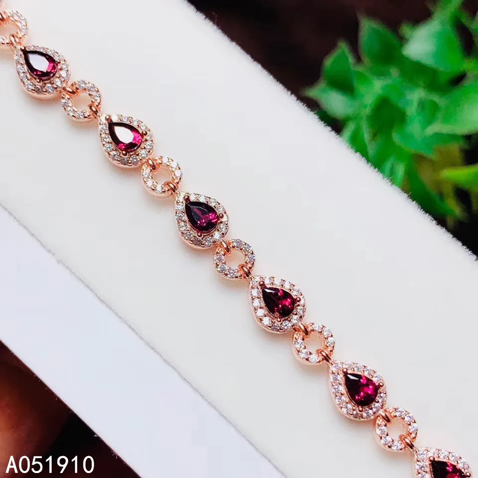 

KJJEAXCMY boutique jewelry 925 sterling silver inlaid Natural Garnet ladies popular classic bracelet support detection luxurious