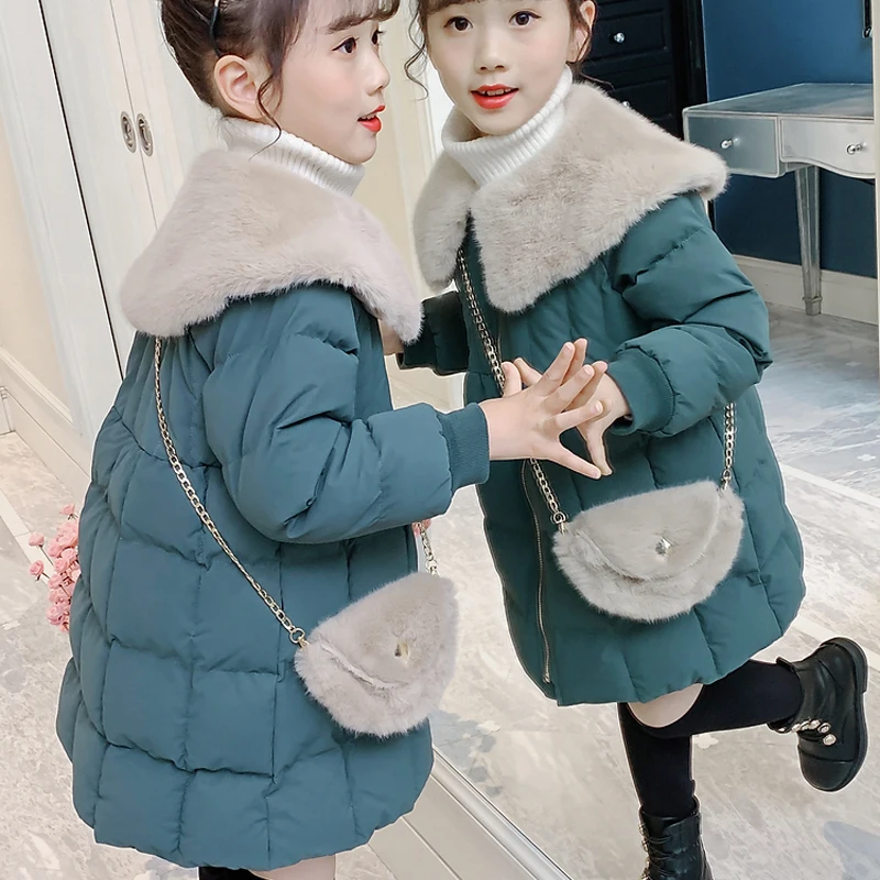 

Girls Baby's Down Coat Jacket Outwear 2021 Lovely Thicken Autumn Winter Hooded Keep Warm Zipper Children's Clothing