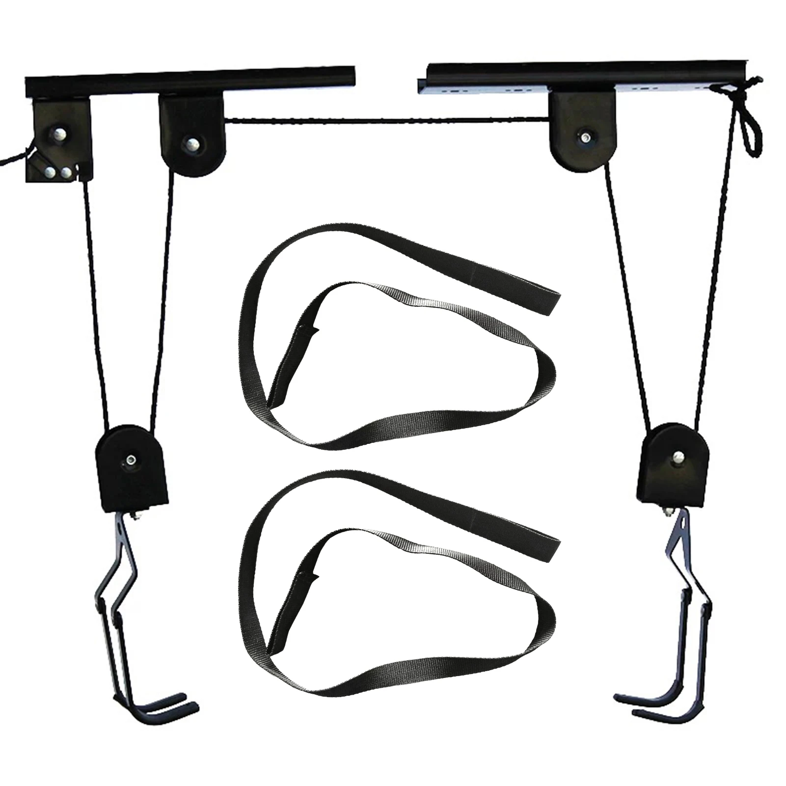 Bicycle Ceiling Pulley Lift Cargo Rack Bike Crane Frame Mountain Bike Wall Mounted Display Stand for up to 60kg Bike Lift