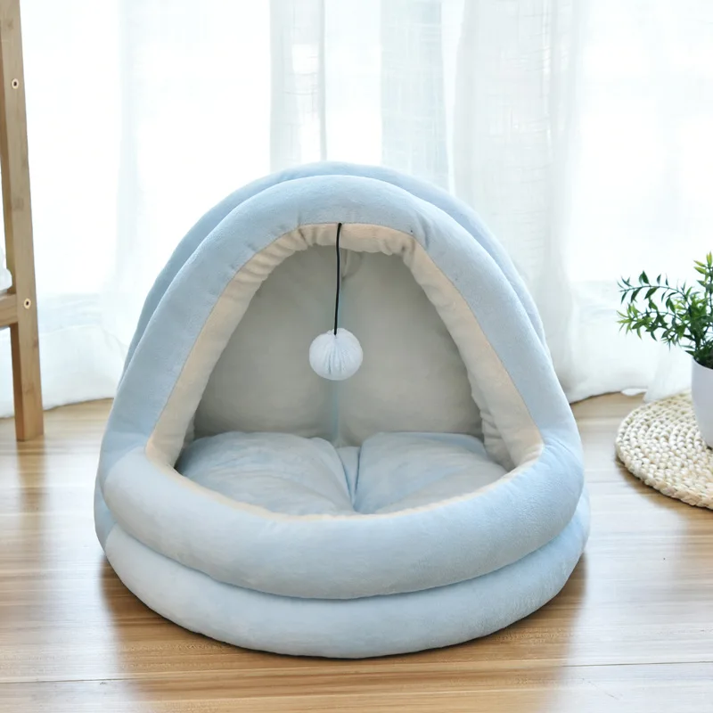 New Cool Cat Dog Kennel For Small Medium Pets Soft Warm Puppy Sofa Nest Bed House Dogs Beds House With Mat Pet Supplies Dropship