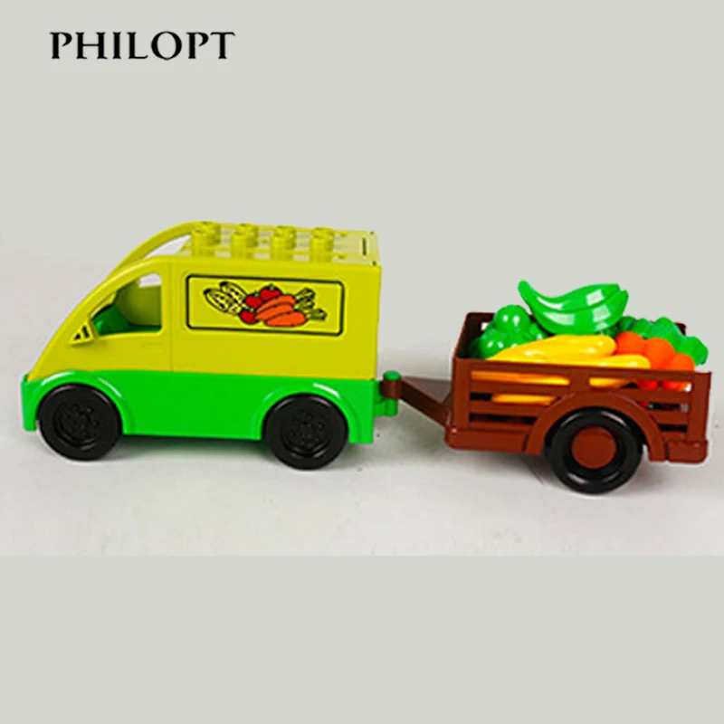 Car Model Children Assemble Toys Big Building Blocks Carriage Trailer Boat City Traffic Parts Toy For Children Compatible Bricks