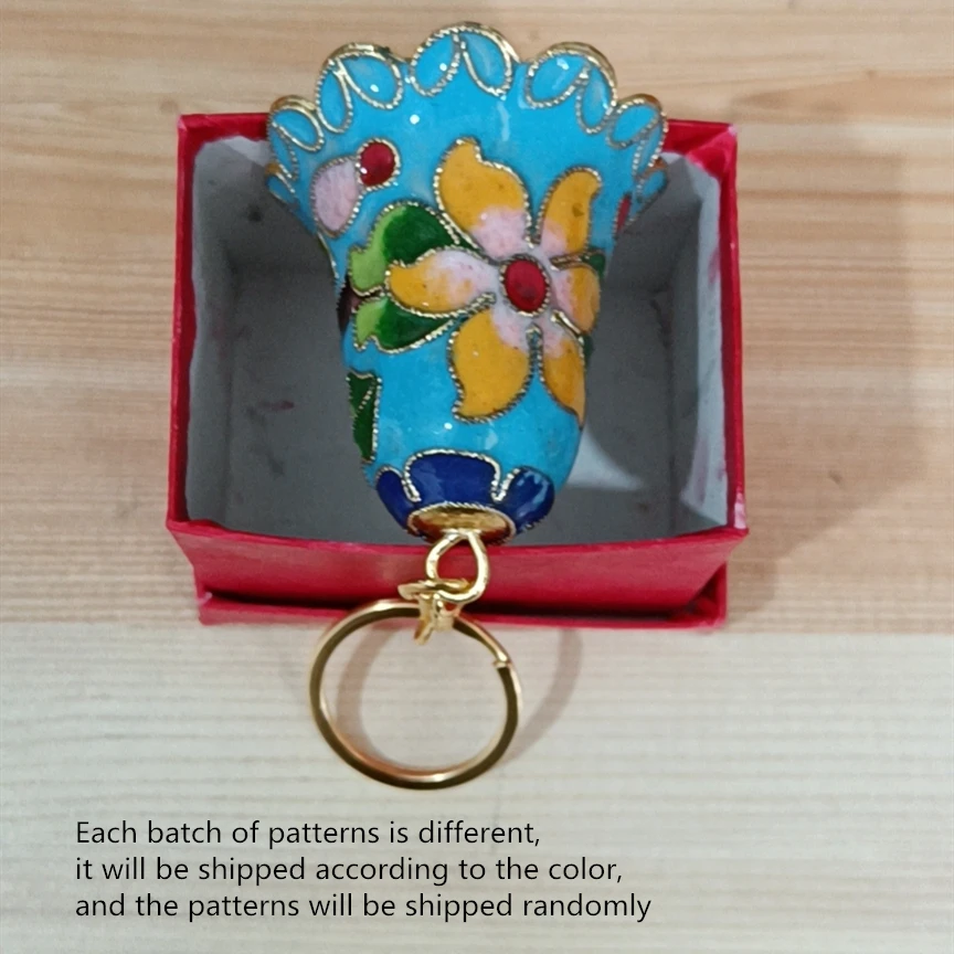 Handcrafted Cloisonne Enamel Filigree Bell Decor Chinese Gifts Ornaments Colorful Charms for Keychains Keyrings Key Holder