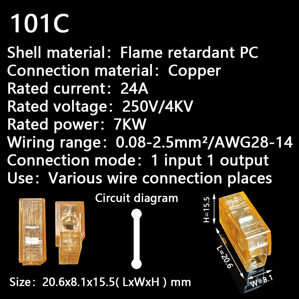 Mini Snelle Wire Cable Connectors Universele Compact Dirigent Lente Splicing Bedrading Connector Push-In Terminal Blok 101A