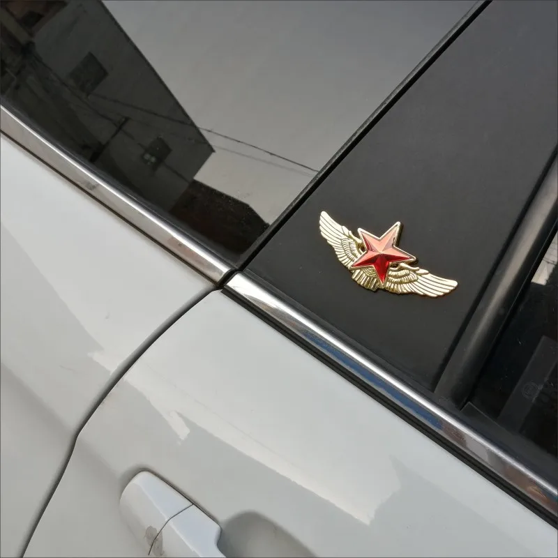 

1 Pcs 3D Metal Pentagram Wing Car Stickers Ear Tailgate Window Emblem Side Badge Tuning Motorcycle Auto Car Accessories