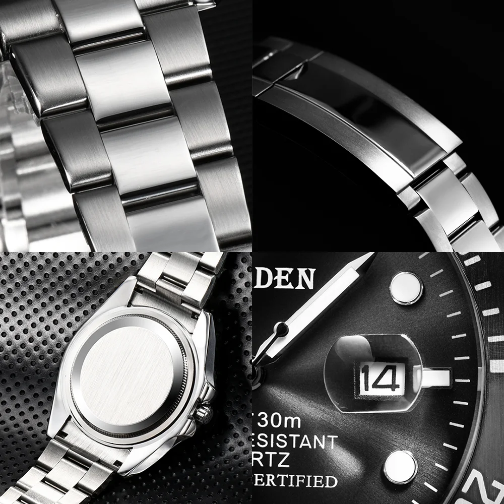 PLADEN Luxury Mens Watches Fashion Sport Chronograph Bezel Quartz Wristwatch Casual Stainless Steel Dive Clock Relogio Masculino