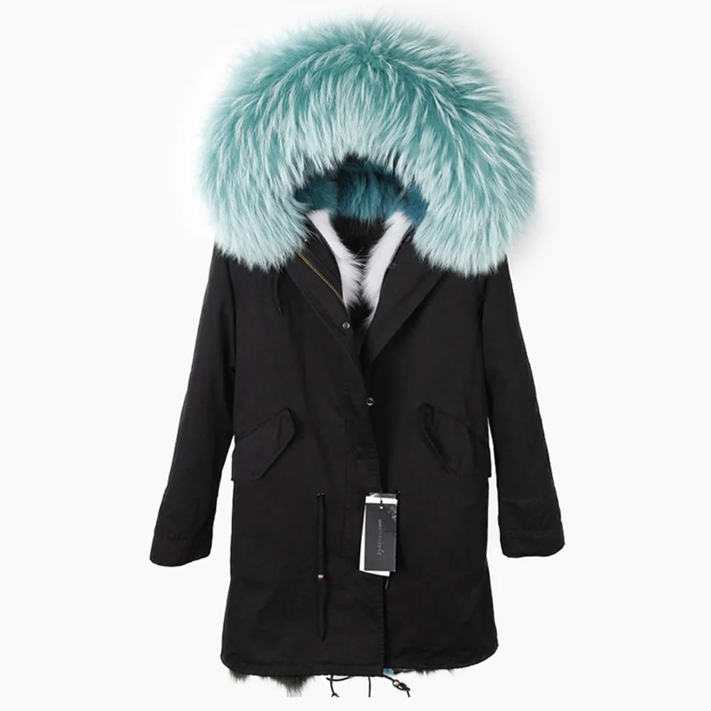 MaoMaoKong 2023 NEW Real Fur Coat Hooded Woman Winter Parkas Natural Fox Fur Collar Warm Jacket Removable Lining Female Clothing