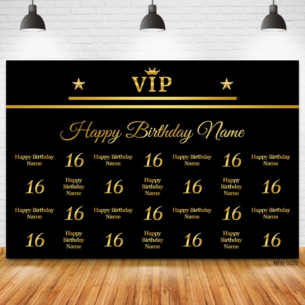 Pano de fundo preto com nome personalizado, fundo dourado com glitter, fotochamada, 18, 25, 30, 40, 50, 55th aniversário, fotografia para estúdio fotográfico