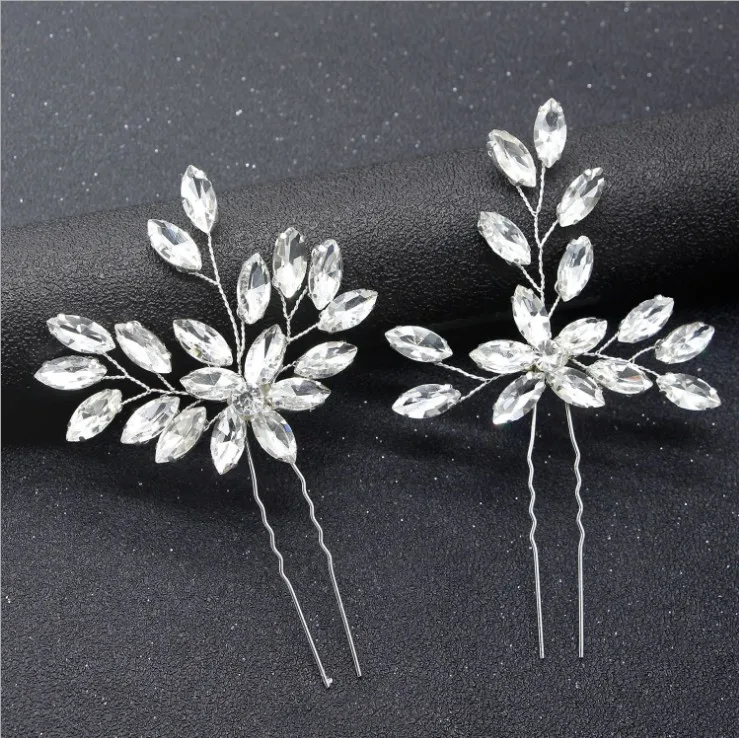 2 шт./лот, женские свадебные аксессуары для волос со сверкающими кристаллами, ручная работа, заколки для волос, Европейский жемчуг, заколки для волос
