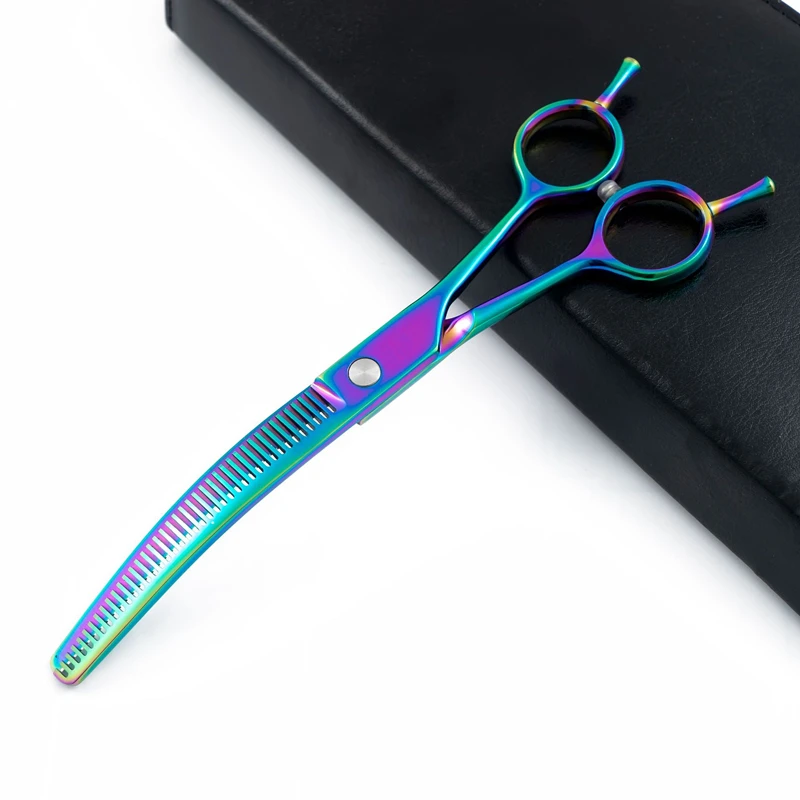 Customize logo 7 '' JP 440c 38 teeth pet dog grooming Curved hair scissors thinning barber haircut shears Hairdresser scissors