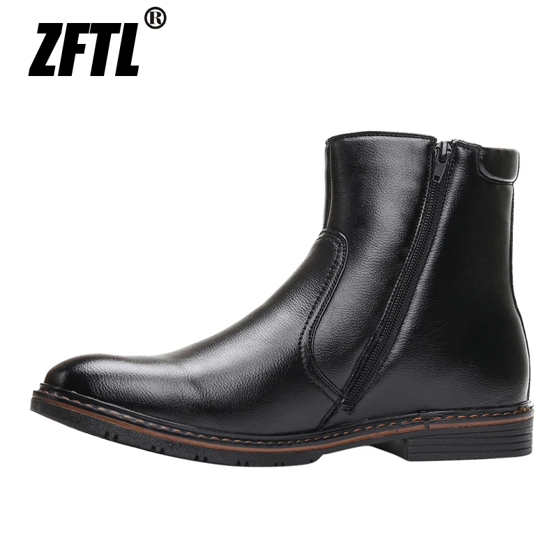 ZFTL Men's Ankle snow boots Man Chelsea boots slip on Russia winter warmly large size black Male plus fur Ankle casual boots