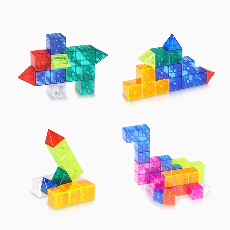 Children Magnetic Cube Luban Puzzle Block Toys For Boy And Girl Color Magnetic Block Parent-child Interactive Desktop Toys Gifts