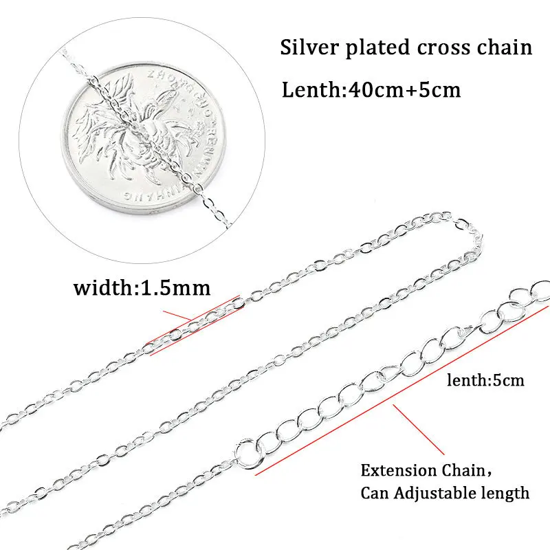 45CM srebrny/złoty/różowe złoto kolor miedziany łańcuch naszyjnik krzyż łańcuch dla kobiet biżuteria prezenty tworzenia biżuterii DIY 12 sztuk/partia