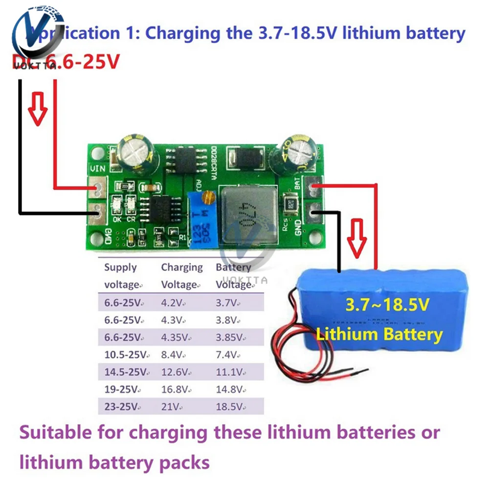 DD28CRTA 1A 3.7-18.5V Charging Board For Lithium Batteries Or Lithium Battery Packs Battery Charger Module