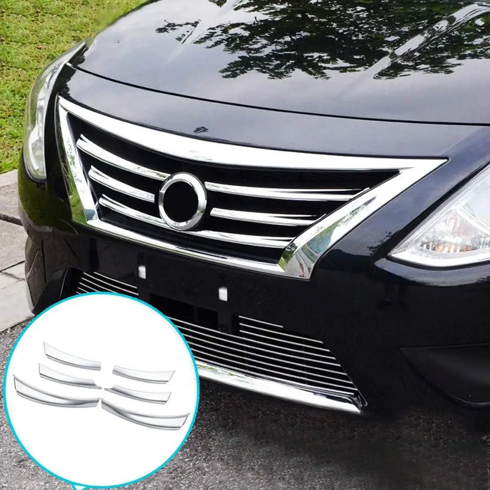 Front Bumper Grille Cover 6Pcs Car Front Mesh Grille Head Bumper Cover Trim for Sunny Versa 14 17 car accessories 2020