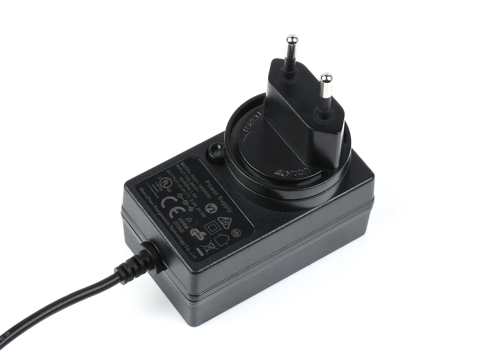 Waveshare Power Supply, Power Adapter, 12V/2A, DC Jack Output