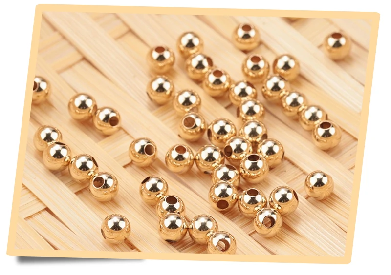 100 stücke 14 Karat Gold gefüllt Spacer Perlen 2mm 3mm 4mm runde lose Perle für Armbänder Halskette DIY Schmuck Herstellung Zubehör Großhandel – Detail 5