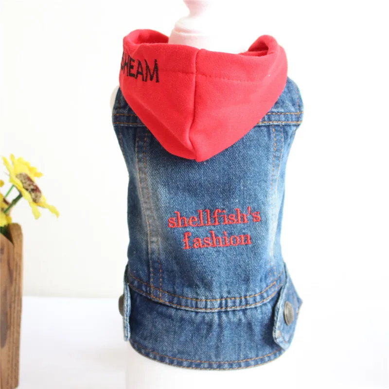 Pet Hoodie Jacket For Dog Jeans Spring Dog Clothes Fashion Cool Denim Shirt Puppy Vest Cat Cowboy Coat for Small Medium Dogs