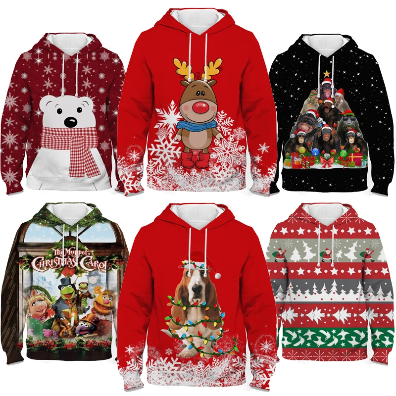 Children Merry Christmas 3D Print Hoodies Boys Girls Cute Cartoon Sweatshirts Tops Coats Kids Festival Pullovers Gifts Sudadera