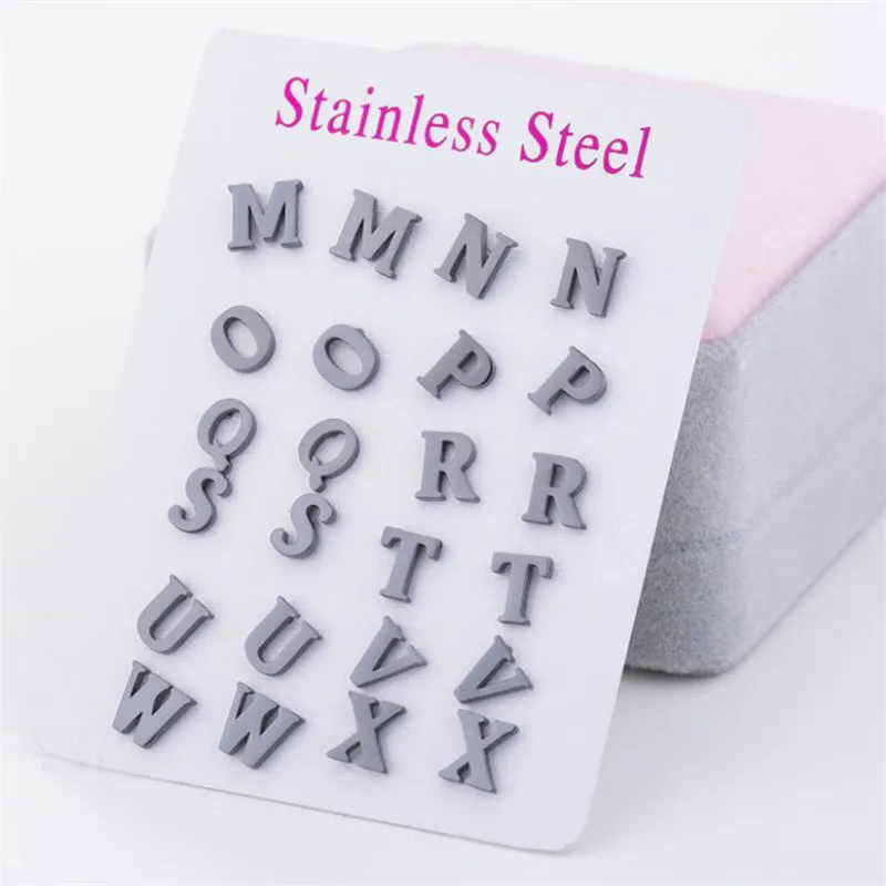 

Europe And The United States Personality 26 Letters Stainless Steel Stud Earrings To Send Friends Gifts.