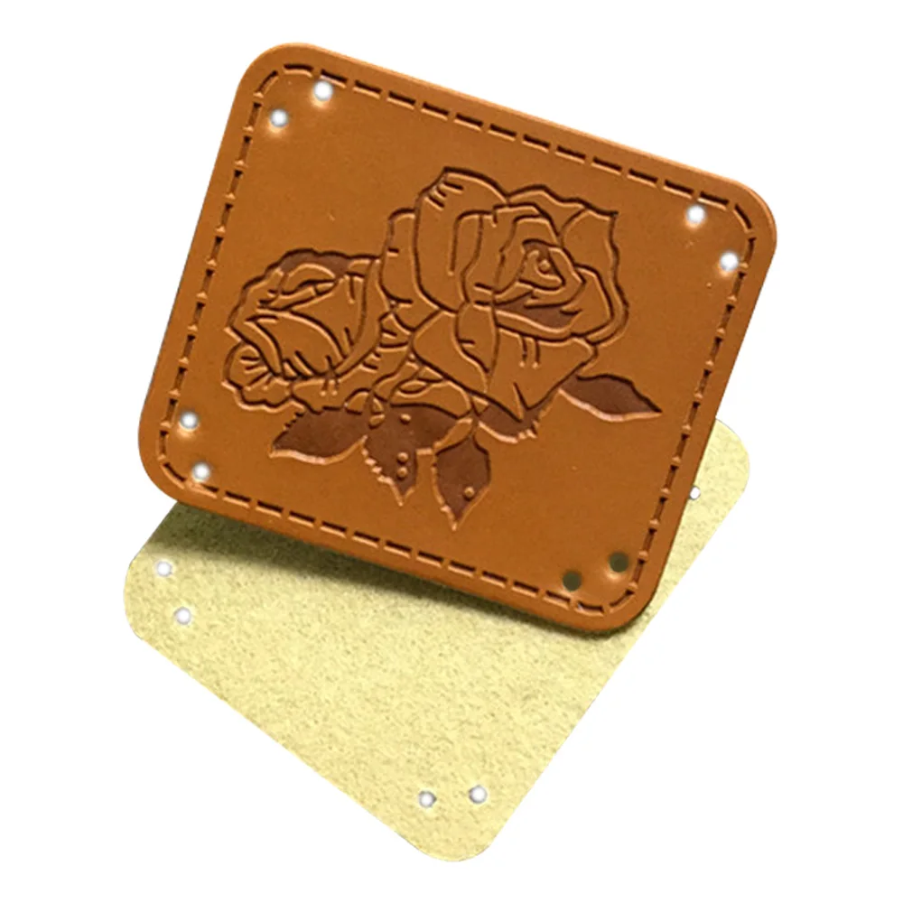 16 Options Rose Logo Cloth Sewing Labels for Clothing Flowers Logo Handmade Leather Tags for Sewing Hand Made Tag for Gift