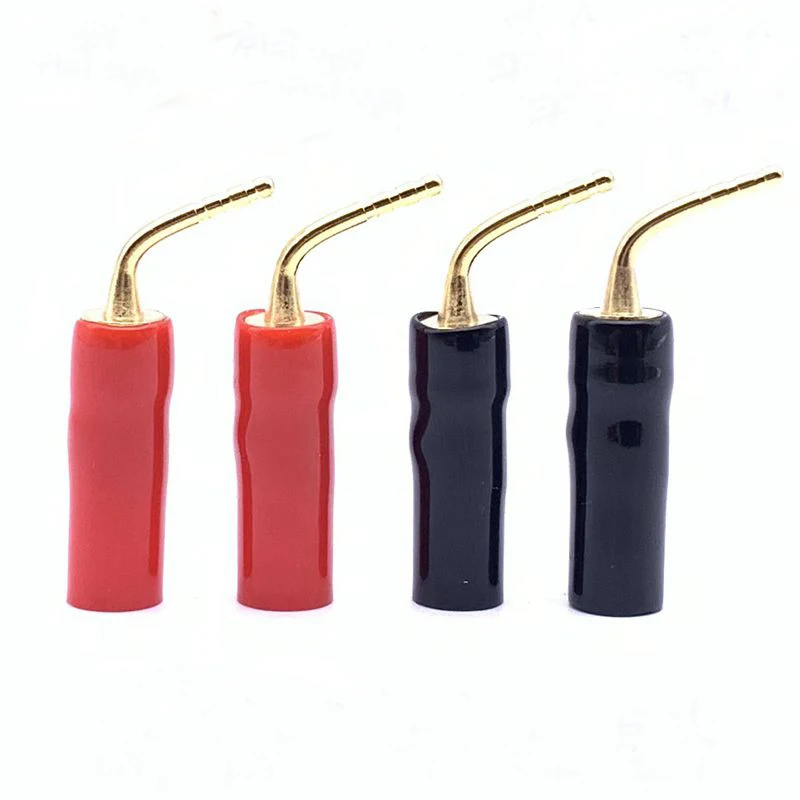 

100pcs/lot Angel Pin 2mm Banana Plug Speaker Terminals Ampfier Plugs Screw Solder-free Hi-fi Adapter Copper Gold Plated Plug