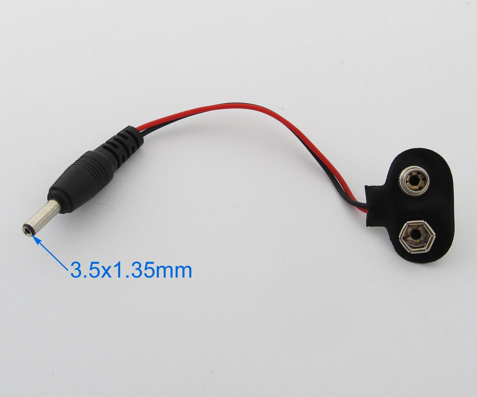 

1pc 9V Battery Snap T-Type cable 1.35 x 3.5mm Male DC Power Plug to 9V Batttery