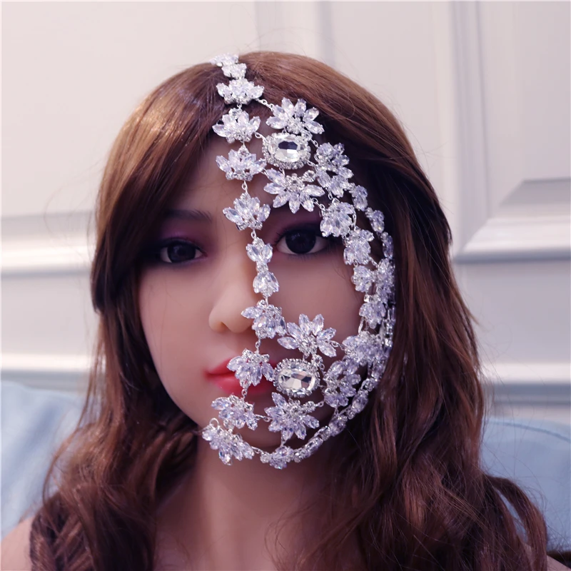 Full Rhinestone Halloween Half Face Mask Bling Crystal Sexy Mask Exaggerated fashionable lady mask jewelry Party accessories