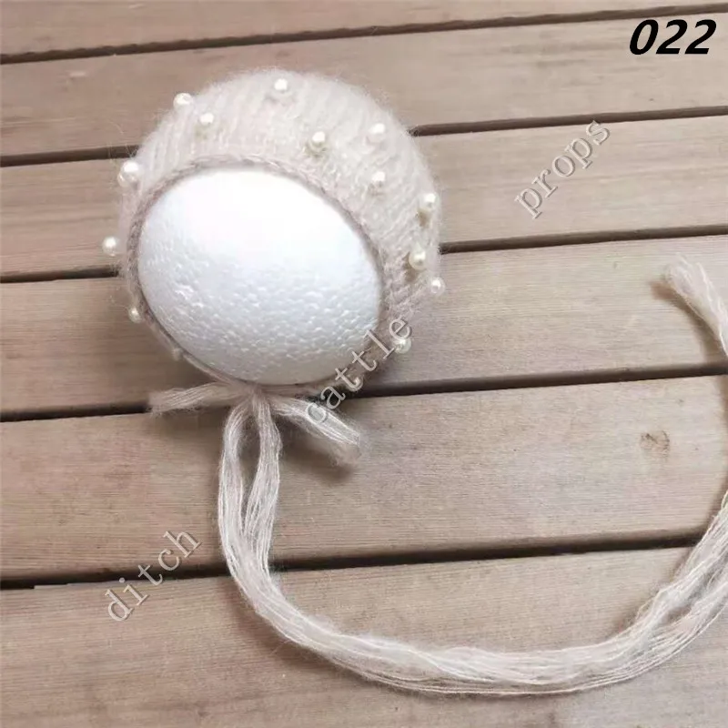 Hand-Knitted Mohair Hat Newborn Photography Props  Plastic Pearl Cap Bonnet